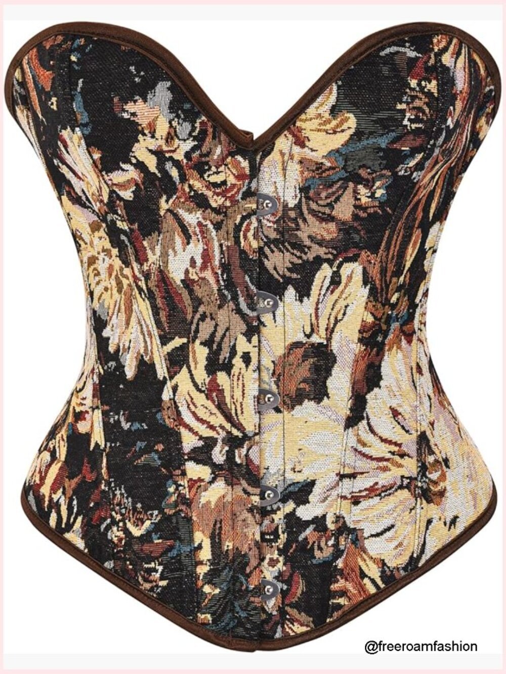 Vintage Floral Denim Overbust Corset Bustier Top